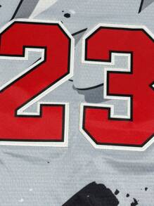 Men's Embroidered Basketball Jersey 23 Grey Casual Sleeveless Vest V-Neck T-Shirt Party Sports Top