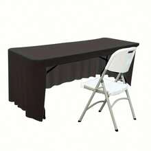 2pcs Elastic Rectangle Table Skirt, With Open Back Design, Suitable For Wedding, Party, Ball, And Exhibition - Multicolor - View 4