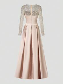 Faeriesty Đầm maxi dài tay cổ tròn thanh lịch dành cho nữ, đính hạt lấp lánh và chất liệu satin tương phản tạo nên vẻ quyến rũ, chi tiết xếp ly ở ngực, hoàn hảo cho thảm đỏ, dạ hội, đám cưới và các bữa tiệc sang trọng, tiệc cưới, vũ hội hóa trang, tiệc vườn huyền bí, bữa tối trang trọng, sự kiện thắt cà vạt đen, váy tốt nghiệp và trang phục sinh nhật cho nữ, váy mùa xuân, trang phục mùa hè. - Rượu sâm banh - Xem 12