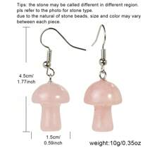 5 Pares de Brincos de Pedra Natural Aleatórios, Brincos de Cogumelo Fofos para Mulheres, Acessórios para Orelha