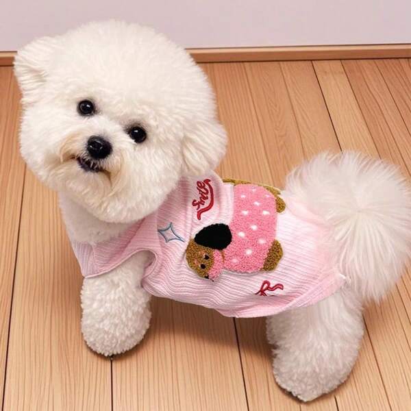 1 pièce Mignon chien saucisse motif coloré dessin animé gilet, respirant anti-perte de cheveux avec crochet de laisse harnais chat et chien, convient aux animaux de compagnie petits et moyens