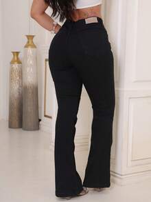 Women's Flare Jeans High Waist Premium With Lycra Bell Bottom Butt Lifting Comfortable - màu đen - Xem 3