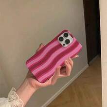 条纹莓红色波浪苹果 16 手机壳苹果 15 小众 14 Promax 电影 13 硬壳 12 极简主义 11