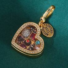 1 件奢华方晶锆石心形小盒吊坠项链，优雅的日常佩戴礼物，适合女性，适合情人节 - 可打開巧克力心型盒吊墜 - 查看 2