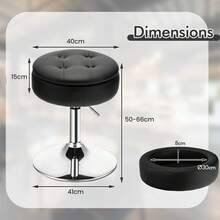 GOFLAME 360° Swivel Bar Stool With Lid Tufted Vanity Stool Dining Chair Height Adjustable - Black - View 4