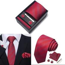 6 件套 Naturalism 男士奢华商务石英腕表套装，含领带、手帕、胸针和领带夹，适合开学、周年纪念、感恩节等场合