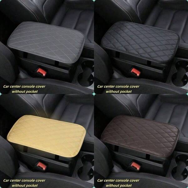 1 Funda universal para apoyabrazos de consola central de automóvil apta para todo el año, Almohadilla de apoyabrazos de automóvil de piel de PU, Almohadilla de apoyabrazos de automóvil universal, Apta para accesorios interiores de automóviles, vehículos recreativos y la mayoría de los vehículos