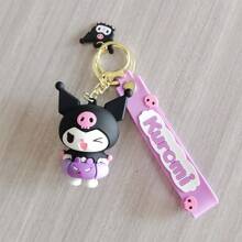 Sanrio 1pc Sanrio Kuromi Silicone Keychain Pendant, Cartoon Cute Bag Keychain Pendant Small Gift,