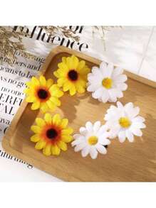 10pcs,Sun Flower Daisy Mini Hair Clips, Sunflower Flowers,Suitable For Beach Vacations, Summer Beach Style, Cute And Fun Hair Clip Set, Claw Clips, Hair Claws, Hair Slide, Hair Barrettes, School Stuff
