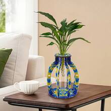 Kit de pintura de diamantes DIY para ensamblaje de jarrones artesanales, arte de diamantes 5D redondo, jarrón de decoración de escritorio con tubo transparente, ornamento de mesa creativo, set de arte de pintura de diamantes de jarrón de flores, decoración del hogar, decoraciones para fiestas y reuniones, regalo artesanal