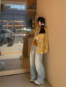 女士秋冬新品畅销休闲复古舒适棉质格子长袖外套