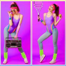 Neon Slouch Socks For Women Knee High With Scrunch Detail And Matching Neon Earrings Scrunchies Set For 80s 90s Retro Parties - 螢光綠 - 查看 3