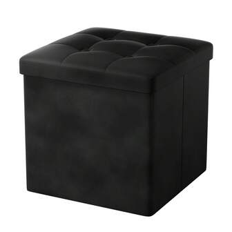 Foldable Storage Ottoman Footstool Box, Cube Seat With Lid 38x38x38cm, Toy Chest, Padded Shoe Bench, Small Fabric Stool For Bedroom, Living Room, Hallway