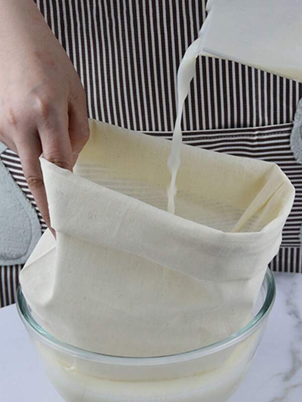 1 Pc Reusable Coarse Linen Bag For Filtering Soy Milk, Coffee, Cheese, Fruits And Vegetables Juices, Fine Filtration, Food Storage Bag, Kitchen Accessories