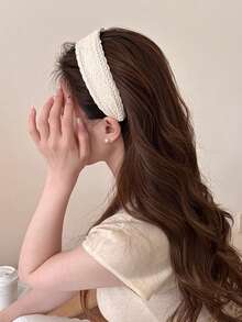 قطعة واحدة/قطعتان شريط رأس بطبعة زهرية بوهيمية عتيقة أنيقة حلوة مطرزة بالدانتيل والخرز الزائف واسع الحافة للبنات، قطعة رأس موضة للاستخدام اليومي والسفر والعطلات وتصوير الصور، شريط شعر من البوليستر - متعدد الألوان - مشاهدة 4