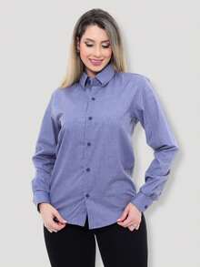 Women's Formal Shirt Premium Linen Structured Long Sleeve Shirt - 鈷藍色 - 查看 7