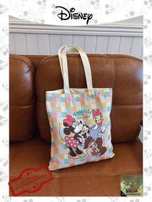 Disney 官方授权帆布手提袋 1 件装 米奇图案帆布单肩包 | 休闲旅行沙滩包 | 大容量可重复使用帆布购物袋 | 花卉印花杂货单肩包，适合日常/外出/购物/返校/沙滩/笔记本电脑包 - 彩色 - 查看 11