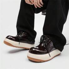 New Arrival Men's Niche American Streetwear Style High-Top Waterproof Snow Boots, Lace-Up, Personalized, Thick Sole, Extra Tall, Lightweight, High-End Bread Shoes