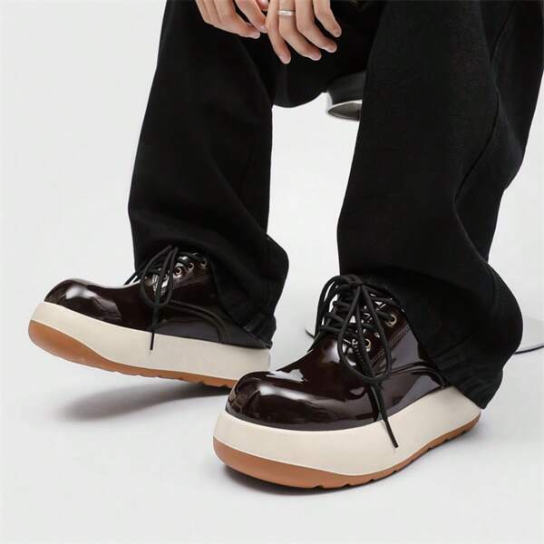 New Arrival Men's Niche American Streetwear Style High-Top Waterproof Snow Boots, Lace-Up, Personalized, Thick Sole, Extra Tall, Lightweight, High-End Bread Shoes