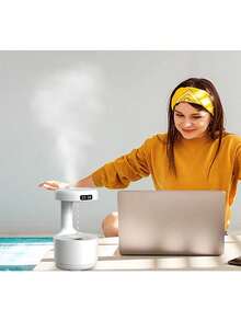 LIPETY 800ML Anti-Gravity Water Humidifier,Air Purifier, Drop Humidifier 2 Mode 4H Power Off Protection Suspended Water Drop Ultrasonic Cold Fog Machine Holiday Humidifiers For Bedroom (White) - White - View 11