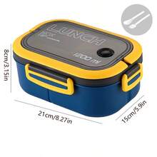 1pc Student Lunch Box Bento Box For Adult, 1000ml Lunch Containers For Adults, LeakProof Lunch Box With Utensils, 3 Compartment Bento Box Microwave ,Back To School - Multicolor - View 11