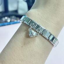 Elegant Italian Charm Bracelet, Stainless Steel Magnetic Heart-Shaped Couple Bracelet, Freely Combinable Single-Node Modular Accessories Pendant Jewelry, Adjustable DIY Jewelry Making Kit, Fashion Couple Accessories, Intimate Friends And Mother's Day Gift - Multicolor - View 7