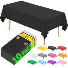 1 件/10 件 72 英寸 * 54 英寸黑白塑料桌布，适用于长方形桌子，非常适合派对、圣诞节和节日活动