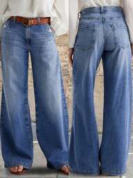 Damskie jeansy plus size, wiosenne, nowe, z szerokimi nogawkami i kieszeniami, uniwersalne, casualowe, typu mom jeans