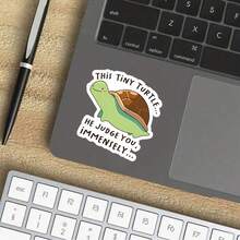 3-Inch "This Tiny Turtle Judges You" Sticker - Whimsical & Sassy - Themed Vinyl Sticker With Cute Turtle Illustration For Laptops, Notebooks, Water Bottles, Desks, And Fun Spaces | Great For Turtle Lovers, Humor Enthusiasts, Sarcasm Fans, And Quirky Decor Admirers | Perfect For Sharing Playful Sass, Adding Charming Flair, And Celebrating Whimsical Judgment | Delightful Sticker For Daily Interactions, Light - Hearted Teasing, And Fun Decor
