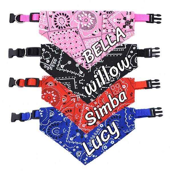 1 pièce Bandana personnalisé et élégant pour chien, collier ajustable personnalisé pour animal de compagnie, serviette à salive pour chien, collier de costume pour chien de petite taille pesant moins de 15 livres pour les bas de Noël, ornemental, gravé, élégant, mode, coloré, vintage, mignon, sobre, mignon, unique, personnalisé, personnalisé pour animaux de compagnie pour les anniversaires, pour les anniversaires