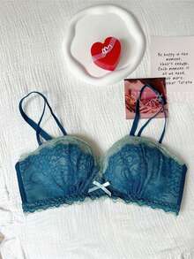 Popular Bras, Night Bras, Underwear, Top And Bottom Sets, Bras, Bra And Shorts, Breast-Enhancing Bras, Push-Up Bras, For Women - 藍色 - 查看 2