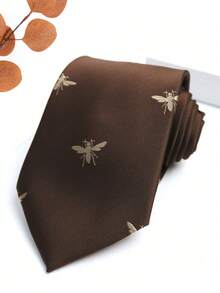 1条男士休闲动物斑马和蜜蜂印花图案新奇学院风领带，适合派对、日常穿着、约会、学校服装以及圣诞节装饰。 - 彩色 - 查看 12