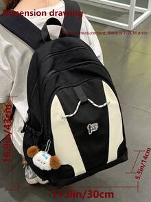 Mochila de estilo universitario conúltiples compartimentos y decoración de cachorro, cabe portátil de 15. 6 pulgadas, mochila ligera conúltiples bolsillos, mochila multifuncional, bolsa - Rosa - Ver 3