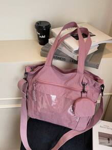 2pcs Fashionable Casual Solid Color With Coin Purse Large Capacity Tote Bag ,Suitable For University/College Classroom / Commute/Work/ Festivals/Vacation/Holiday,For Women, Rookies & White-Collar Workers,Girl, College Students,Lady,Woman ,Or Women, Rookies & White-Collar Workers,Girl, College Students,Lady,Woman