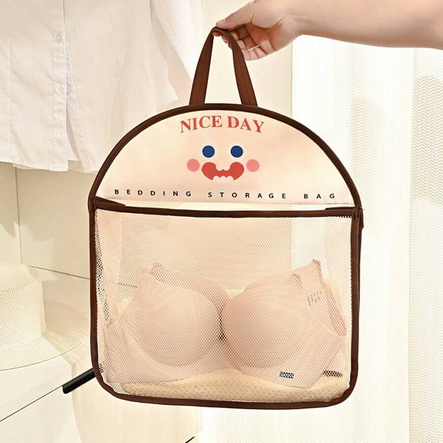 1pc Mesh Storage Net Bag, Underwear & Socks Organizer Hanging Bag, Wardrobe Hanging Storage Pouch - Multicolor - View 1