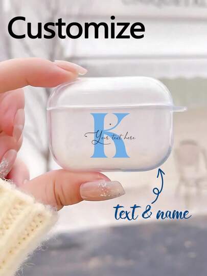 1pc Customizable Text Earphone Case, TPU Soft Personalized Earphone Protective Cover, Leopard Print Design Suitable For Men & Women, Compatible With Apple Earphones 1/2/3/4/Pro/Pro2, Fashionable, Colorful, Minimalist