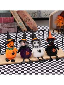 1 pièce Décoration d'Halloween, Figurine en peluche Chat noir/Fantôme/Sorcière/Citrouille, Accessoire d'ambiance pour fête, Cadeau d'Halloween, Décoration de centre de table, Convient pour Halloween, Fête à thème, Décoration d'intérieur, Recommandation de cadeau