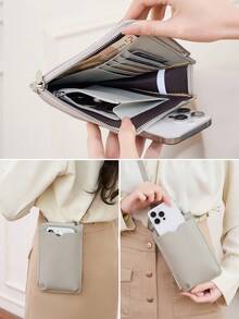 MIYIN 简约纯色小号 PU 单肩包、斜挎包手机钱包钱包轻便斜挎包女士拉链手机包拉链设计手机钱包斜挎包拉链斜挎包