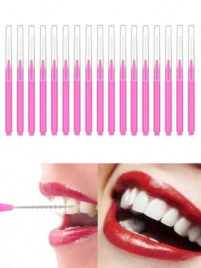 100/50/20/5pcs Straight Dental Floss Brushes For Adults, Cleaning Tooth Gap, Orthodontic Braces Spaces, Tooth Cleaning ,Soft Interdental Brush Orthodontic Braces Dental Floss Picks Disposable Interdental Cleaner