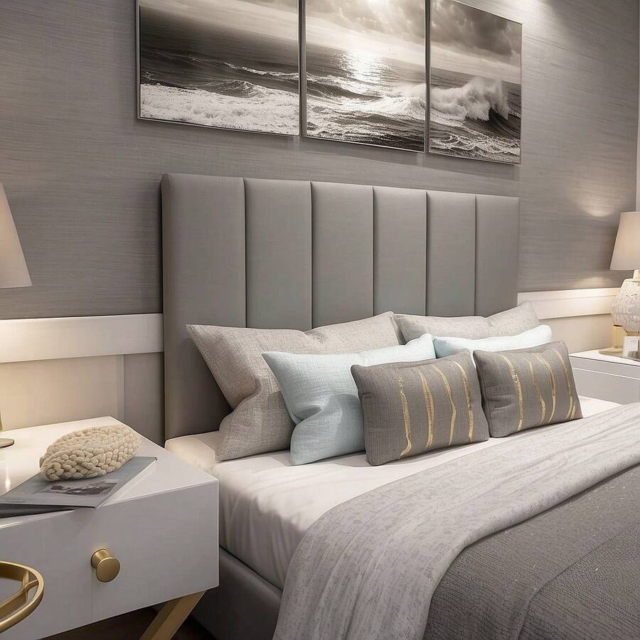 Kit Of 7 Queen Size Box Bed Headboards 45x20 - Light Grey - View 1