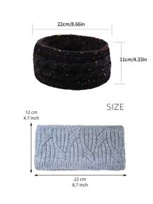 1pc, 45g Thick Rib Knit Headband, Solid Color Elastic Ear Warmer Headband, For Daily Use, Autumn/Winter, Fleece Lined, Stretchy