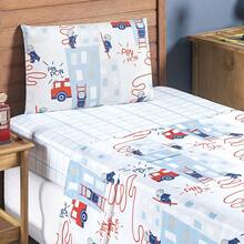 3-Piece Children's Sheet Set, Fun, Colorful Prints, Elastic - Fireman - View 2