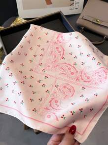 1 件女士优雅复古佩斯利印花薄款方形仿丝围巾，波西米亚风复古休闲女士颈巾、披肩，轻薄舒适的女士头巾，适合春夏季日常穿着和外出