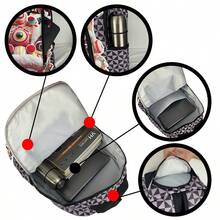 时尚男女通用背包，图案精美，大容量设计，适合高中生、大学生、户外旅行、通勤、校园使用，卡通风格，是送给朋友或孩子的圣诞礼物。 - 彩色 - 查看 5