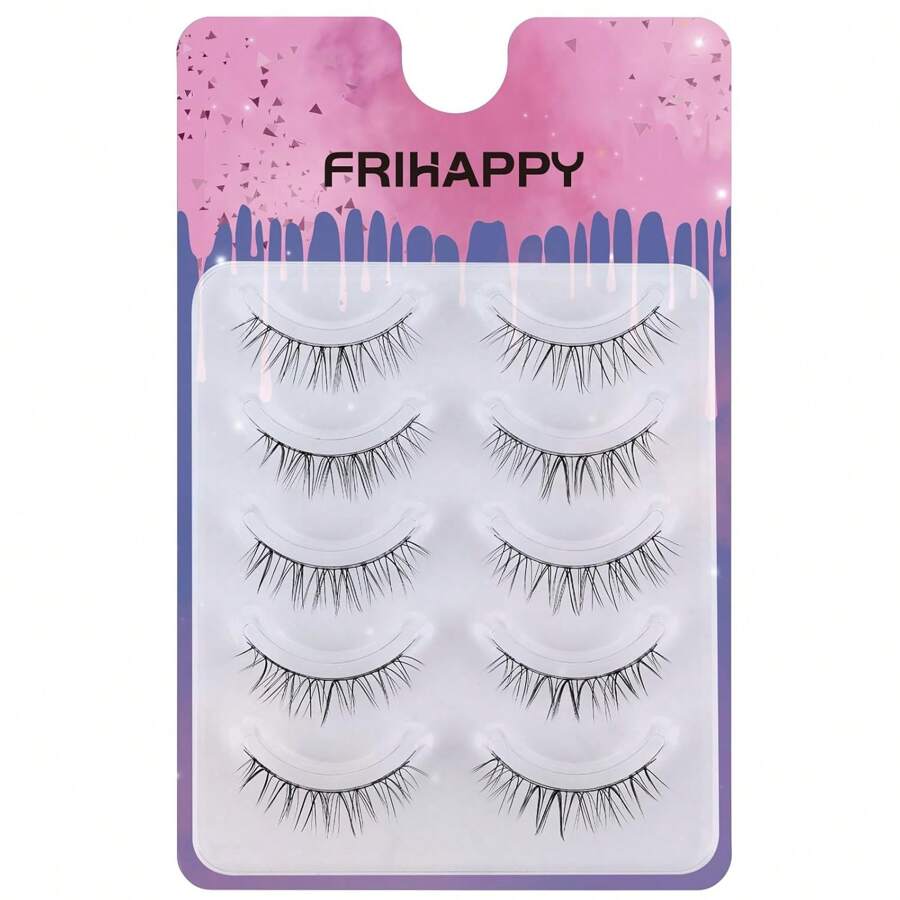 Short Lashes Light Wispy Lashes Lashes Eyelashes Lashes Wispy False Eyelashes Natural Eyelashes Mink Lashes, Frihappy Lashes 5 Pairs Frihappy
