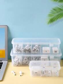 1 pieza Caja de plástico transparente multifuncional - Contenedor de gran capacidad, adecuado para organizar ropa interior, calcetines, cuentas, manualidades, joyas, lazos para el cabello, pintura de diamantes, bolsitas de té, café instantáneo, sobres de azúcar, auriculares, cables, cargadores, señuelos de pesca y pequeños artículos. Clasificación y almacenamiento para el escritorio de la oficina, la mesa del hogar, el gabinete de noche, a prueba de polvo y resistente al agua