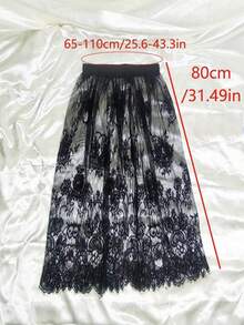 1件式薄紗蕾絲直筒裙彈性腰圍海灘洋裝（不含內衣）女款秋季服飾 - 黑色 - 查看 7