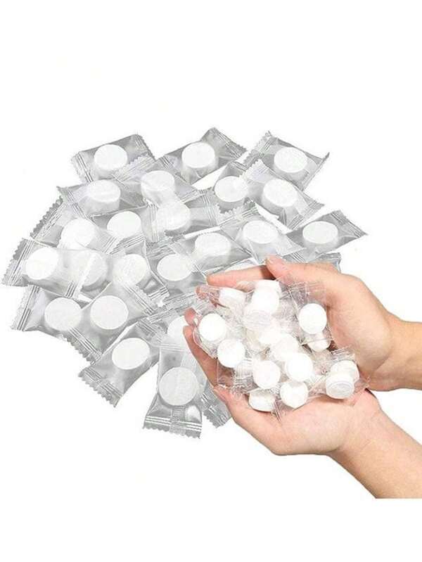 50pcs/Pack Disposable Compressed Cotton Face Towels, Transparent Packaging Pure Cotton Cleansing Wipes, Portable Travel Compressed Washcloth