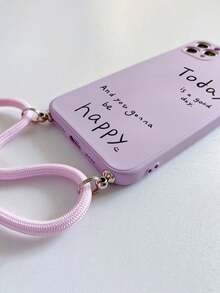 Precision Perforated Edged Handwritten HAPPY Colorful Lanyard Shockproof Phone Case Compatible With IPhone 14, 14 Pro, 14 Pro Max, 13, 13 Pro, 13 Pro Max, 11, 11 Pro Max, 12, 12 Pro, 12 Pro Max, XR, Cartoon IPhone 7/8, Compatible With IPhone 15, 15 Pro, 15 Pro Max, 16, 16 Pro, 16 Pro Max, Redmi - Multicolor - View 5