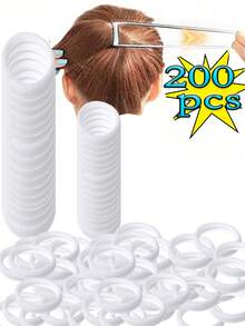 50/100/200 件/套时尚简约白色基本款 2 厘米/0.79 英寸简约纯色弹性头带，适合女士女孩休闲、马尾辫夹、发圈、发绳
